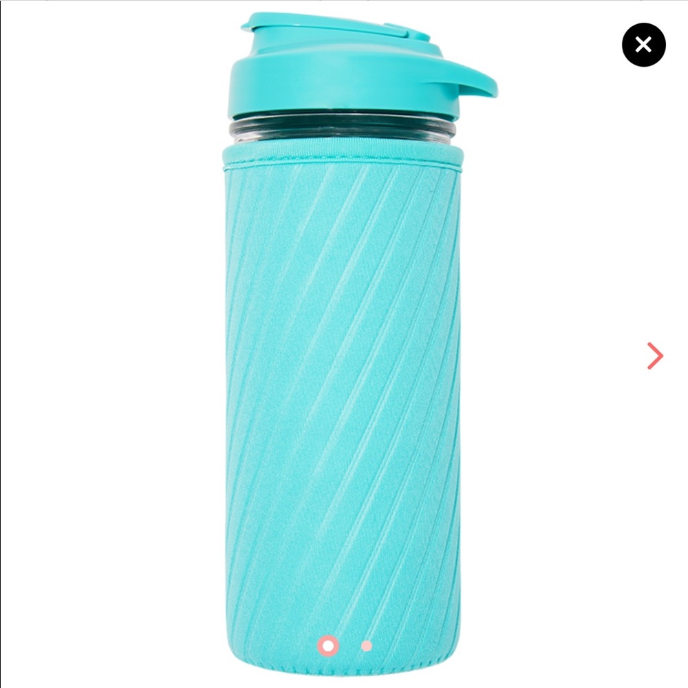 Glass water bottle with neoprene sleeve- turquoise